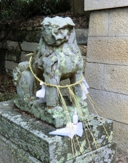 Old statue at Hachiman shrine in Karato, Teshima