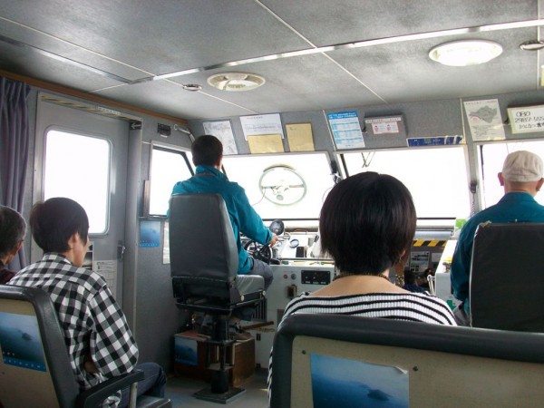 Teshima Artline inside the boat, behind the pilot