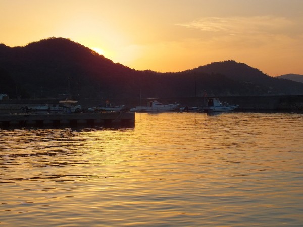 Ieura Port on Teshima at Sunset