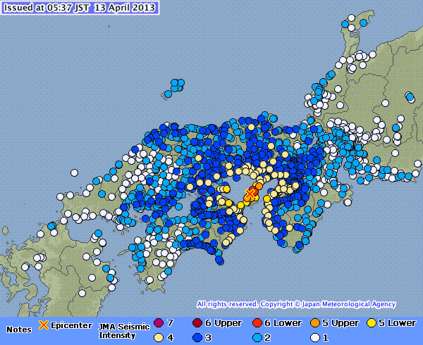 Earthquake - Awajishima - April 13 2013