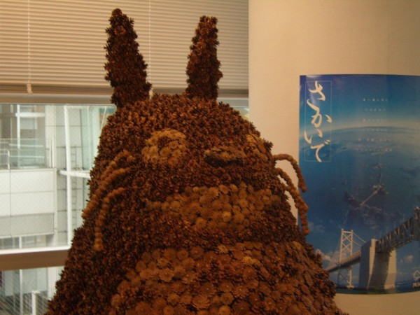 Totoro made of pine cones in Takamatsu