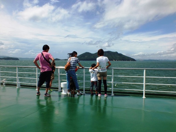 Olive Line Ferry upper deck - Ogijima in the background